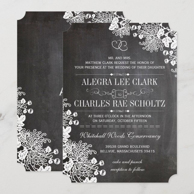 Chalkboard Moderne Typographie Vintage Invitation (Devant / Derrière)