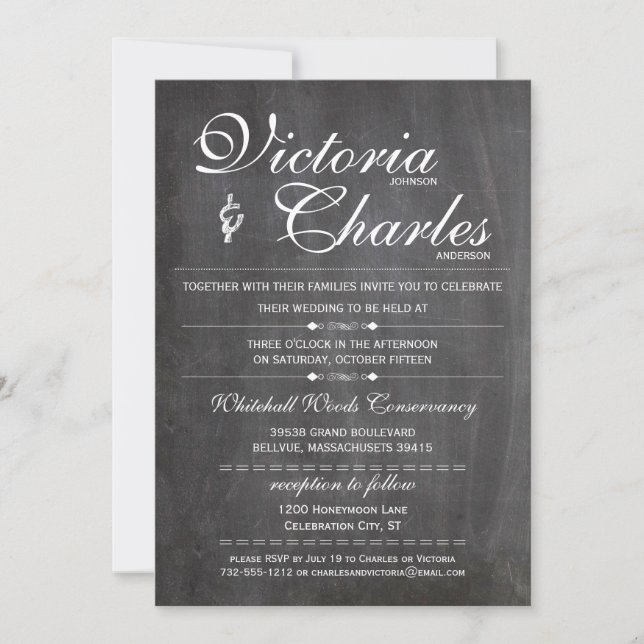 Chalkboard Moderne Typographie Vintage Invitations (Devant)