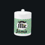 Chalkboard Mr Jaune et Green Zigzag Chevron<br><div class="desc">Tableau de bord M. Mariage jaune et turquoise</div>