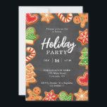 Chalkboard pain d'épices Fête Invitation<br><div class="desc">Pain d'épices Cookies Carte d'invitation de fête de vacances. Facile à personnaliser.</div>