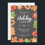 Chalkboard pain d'épices Fête Invitation<br><div class="desc">Pain d'épices Cookies Carte d'invitation de fête de vacances. Facile à personnaliser.</div>