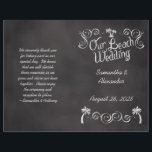 Chalkboard Palm Tree Beach Wedding Programme<br><div class="desc">Utilisez ce programme pliable (non pré-plié) pour créer un programme imprimé de vos événements de jour de mariage. Impression de haute qualité. Célébrez les nuptiaux sur le rivage avec ce palmier aéré avec un sketché sur tableau noir de tableau noir avec un aspect craie blanche. Idéal pour un vintage rustique...</div>