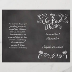 Chalkboard Palm Tree Beach Wedding Programme