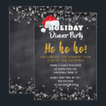 Chalkboard Père Noël Dîner de fête Invitation<br><div class="desc">Festive Père Noël tableau noir Noël Dîner de fête de Noël invitation- famille Invitation, amis, voisins et collègues à votre fête de fête. Lit 'Holiday Dinner Party' en haut en lettres blanches avec un chapeau de Père Noël perché sur les lettres. Ci-dessous, on peut lire "Ho Ho Ho !" en...</div>