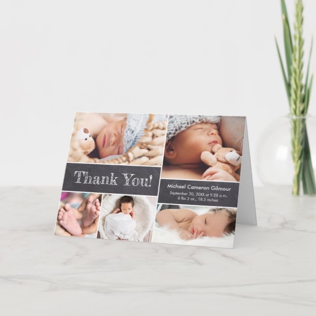 Chalkboard Photo.Collage bébé garçon douche Merci (Devant)