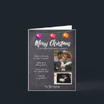 Chalkboard Photo Noël Grossesse Faire-part<br><div class="desc">L'excitation de votre grossesse peut être partagée avec votre famille proche et vos amis avec cette carte de montage photo de tableau de Noël. Retrouvez ensuite d'autres faits saillants de l'année et surprenez et réjouissez-les avec la grande nouvelle du mois d'arrivée du bébé. Customisez les salutations spéciales, les noms, les...</div>