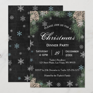 Chalkboard Pinecones Noël Fête Invitation