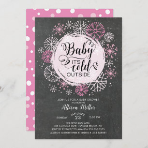 Chalkboard Pink Baby C'est froid dehors Invitation