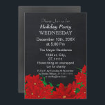 Chalkboard Poinsettias Fête de Vacances Invitation<br><div class="desc">Chalet Poinsettias,  Dîner de vacances,  Noël Fête Invitation</div>