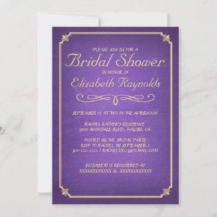 Chalkboard Purple & Gold Bridal Douche Invitations