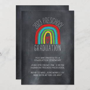 Chalkboard Rainbow Preschool Graduol Invitation
