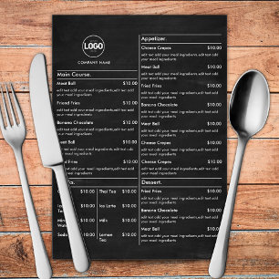 Chalkboard Restaurant Table Menu Cartes Plat Noir