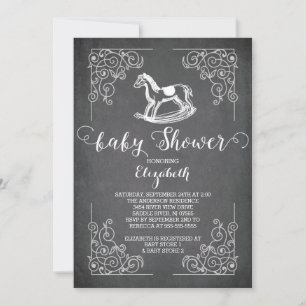 Chalkboard Rocse Horse Baby shower Invitation