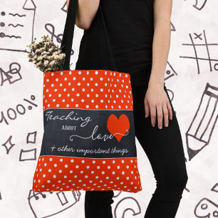 Chalkboard Rouge Blanc Pois Sac fourre-tout enseig