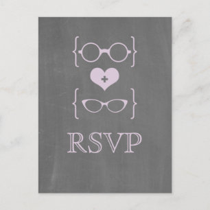 Chalkboard RSVP Carte postale violet Geeky Glasses