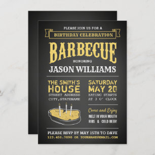 Chalkboard Rustic BBQ Invitations de fête d'annive