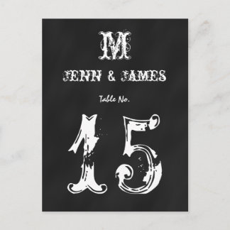 Chalkboard Rustic Mariage Numéro de table Carte