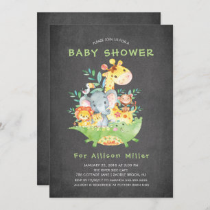 Chalkboard Safari Animaux Bébé Douche Invitations