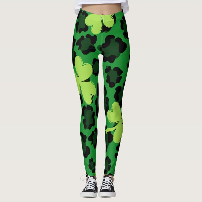 Chalkboard Shamrock St. Patrick's Day Leggings (Devant)