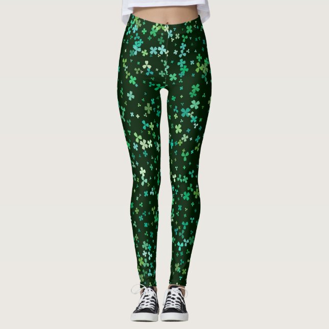 Chalkboard Shamrock St. Patrick's Day Leggings (Devant)