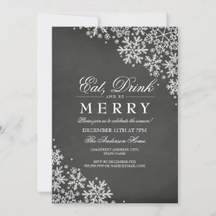 Chalkboard Snowflake Fête de Noël Invitation