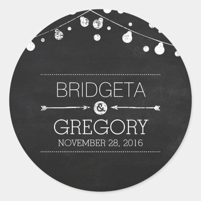 chalkboard string lumières mariage autocollants (Devant)