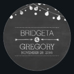 chalkboard string lumières mariage autocollants<br><div class="desc">autocollants de mariage en tableau noir - sceaux mariages en tableau à craie avec lumières à cordes et flèches d'amour</div>