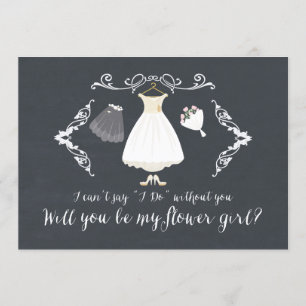 Chalkboard Stylish Serez-Vous Ma Carte Flower Girl