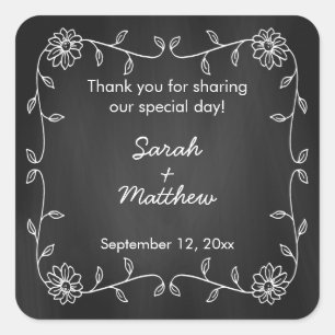 Chalkboard Sunflower Mariage Favoriser Stickers