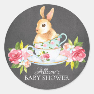 Chalkboard Sweet Bunny Baby Tea Party Sticker