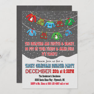 Chalkboard Tacky Christmas Sweater Invitations