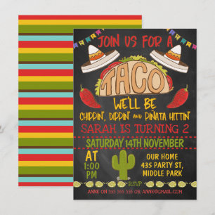 Chalkboard Taco Invitation du 2° anniversaire