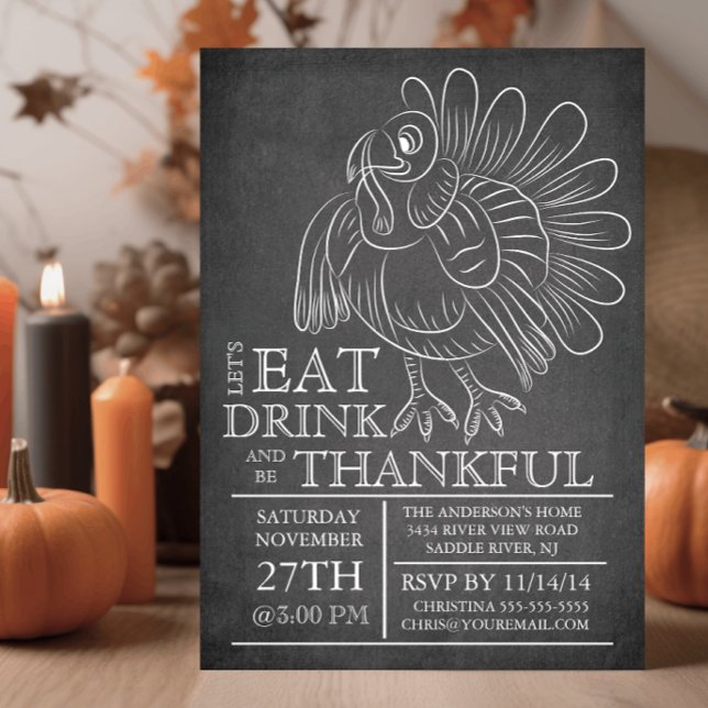 Chalkboard Thanksgiving Day Diner Invitation (Créateur téléchargé)