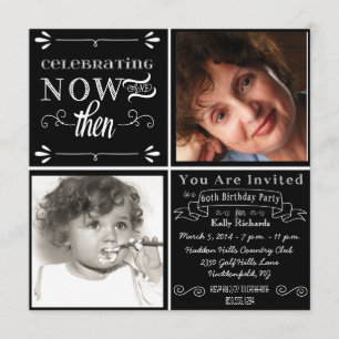 Chalkboard tourne 60e anniversaire Invitation phot
