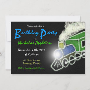 Chalkboard Train Boys Anniversaire Fête Invitation