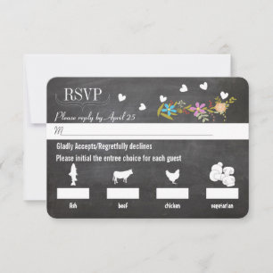 Chalkboard Vintage Floral Garland Wedding RSVP