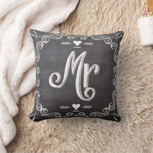 Chalkboard Vintage moderne M. Groom Coussin