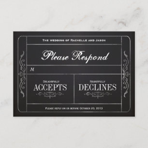 Chalkboard Vintage Wedding Ticket RSVP