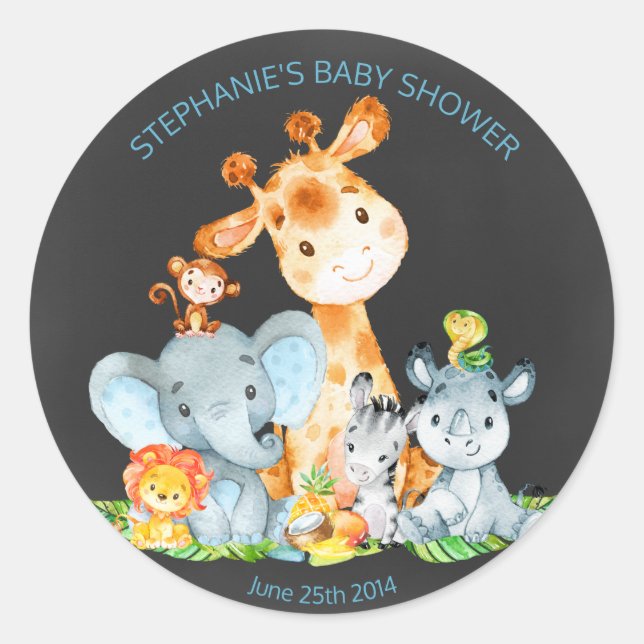 Chalkboard Watercol Cute Jungle Animaux Stickers (Devant)
