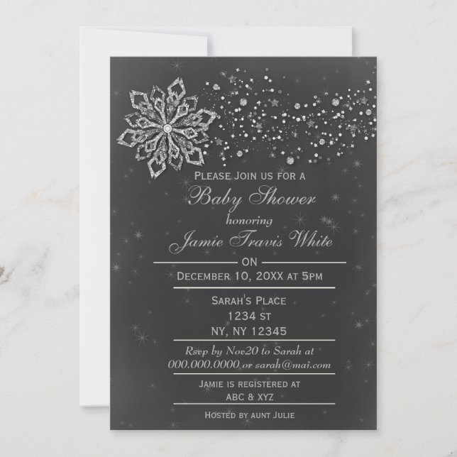Chalkboard Winter unisex Baby shower Invitation (Devant)