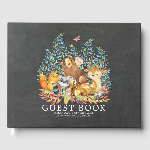 Chalkboard Woodland Baby shower Livre d'invité