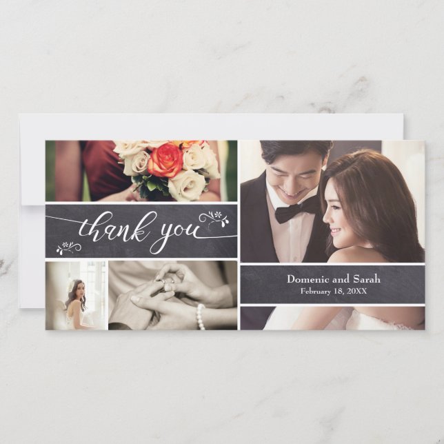 Chalked, Photo Collage Merci Mariage rustique (Devant)