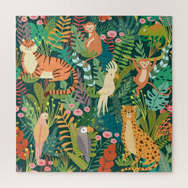 Challenging Watercolor Jungle Jigsaw Puzzle (Vertical)