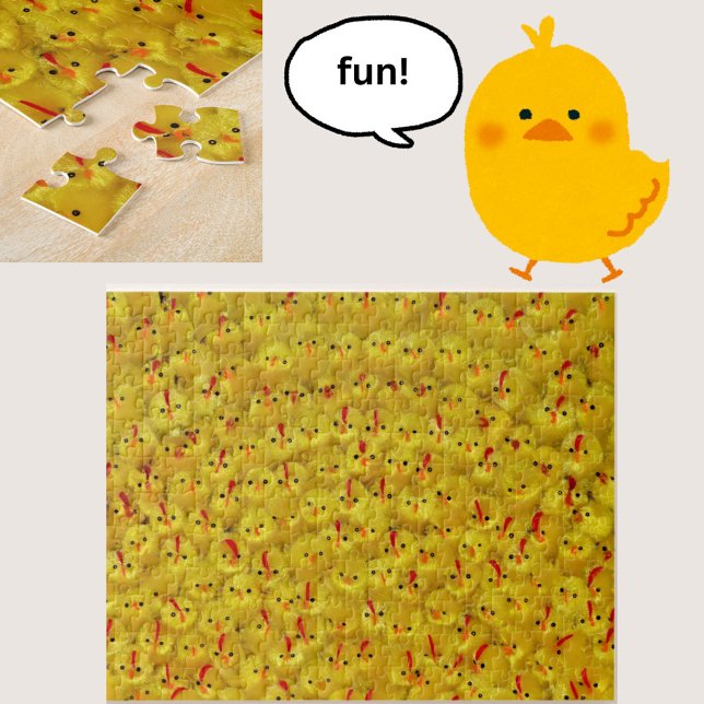 Challenging Yellow Easter Chicks Jigsaw Puzzle (A fun jigsaw puzzle, featuring a difficult all-over pattern of cheery yellow baby toy chicks!)