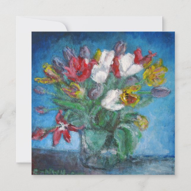 Chambre Bleue Tulipe Bouquet de fleurs dans un vas (Devant)