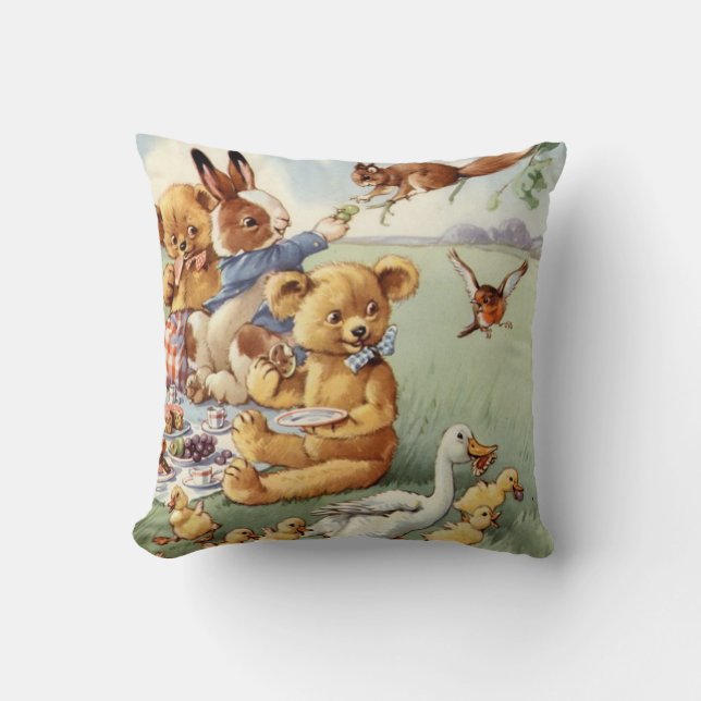 Chambre Enfants Vintage animaux chambre coussin (Recto)