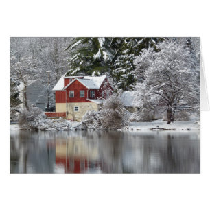 Chambre et lac rouges dans le carte photo