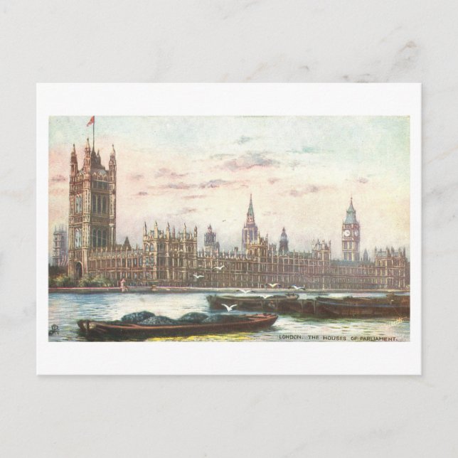 Chambres du Parlement Londres Carte postale Vintag (Devant)