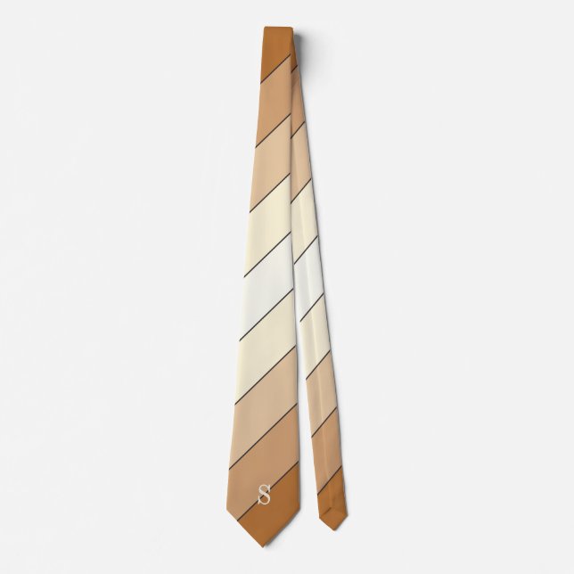 Chameau moderne Tan Beige Strio Cravate Monogramme (Devant)