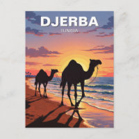 Chameaux sur l'île de Djerba Tunisie Carte postale